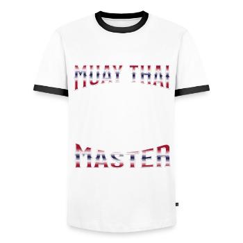 Muay Thai Boxing Muay Thai - Männer Kontrast-T-Shirt - Weiß/Schwarz - Vorne - AI Model Female 172 light (172cm) & AI Model Male 178 dark (178cm)
