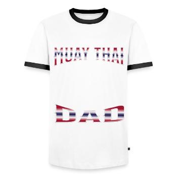 Muay Thai Boxing Muay Thai - Men's Ringer Shirt - white/black - Front - AI Model Female 172 light (172cm) & AI Model Male 178 dark (178cm)