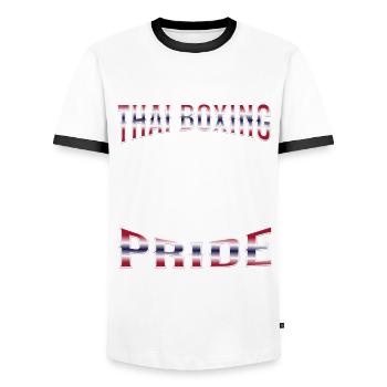 Muay Thai Boxing Muay Thai - Männer Kontrast-T-Shirt - Weiß/Schwarz - Vorne - AI Model Female 172 light (172cm) & AI Model Male 178 dark (178cm)