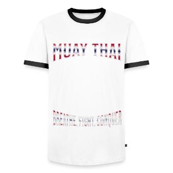 Muay Thai Boxing Muay Thai - Männer Kontrast-T-Shirt - Weiß/Schwarz - Vorne - AI Model Female 172 light (172cm) & AI Model Male 178 dark (178cm)