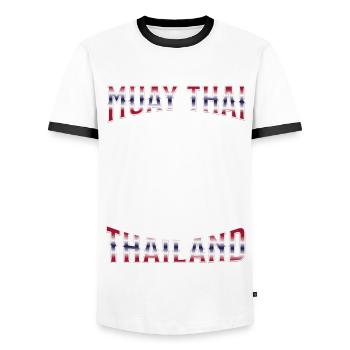 Muay Thai Boxing Muay Thai - Männer Kontrast-T-Shirt - Weiß/Schwarz - Vorne - AI Model Female 172 light (172cm) & AI Model Male 178 dark (178cm)
