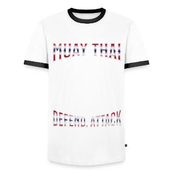 Muay Thai Boxing Muay Thai - Männer Kontrast-T-Shirt - Weiß/Schwarz - Vorne - AI Model Female 172 light (172cm) & AI Model Male 178 dark (178cm)
