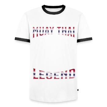 Muay Thai Boxing Muay Thai - Men's Ringer Shirt - white/black - Front - AI Model Female 172 light (172cm) & AI Model Male 178 dark (178cm)