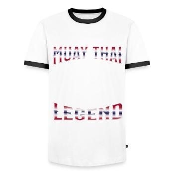 Muay Thai Boxe Muay Thai - T-shirt contrasté Homme - blanc/noir - Devant - AI Model Female 172 light (172cm) & AI Model Male 178 dark (178cm)