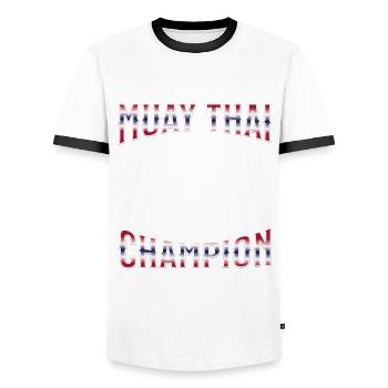 Muay Thai Boxe Muay Thai - T-shirt contrasté Homme - blanc/noir - Devant - AI Model Female 172 light (172cm) & AI Model Male 178 dark (178cm)