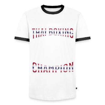 Muay Thai Boxing Muay Thai - Männer Kontrast-T-Shirt - Weiß/Schwarz - Vorne - AI Model Female 172 light (172cm) & AI Model Male 178 dark (178cm)