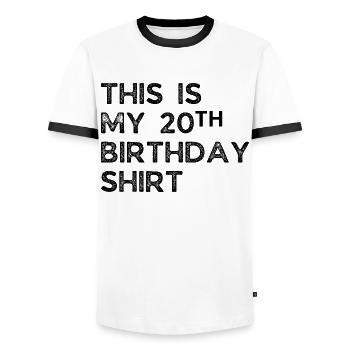20th birthday - Men's Ringer Shirt - white/black - Front - AI Model Female 172 light (172cm) & AI Model Male 178 dark (178cm)