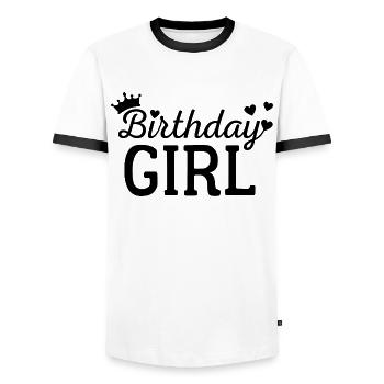 Fille d’anniversaire - T-shirt contrasté Homme - blanc/noir - Devant - AI Model Female 172 light (172cm) & AI Model Male 178 dark (178cm)
