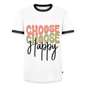 Choose Happy - Männer Kontrast-T-Shirt - Weiß/Schwarz - Vorne - AI Model Female 172 light (172cm) & AI Model Male 178 dark (178cm)
