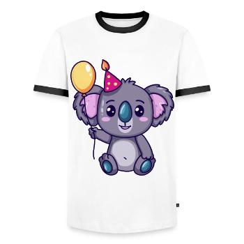 Koala Birthday Baby - Men's Ringer Shirt - white/black - Front - AI Model Female 172 light (172cm) & AI Model Male 178 dark (178cm)