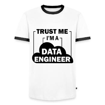 Data Engineer Data Science - T-shirt contrasté Homme - blanc/noir - Devant - AI Model Female 172 light (172cm) & AI Model Male 178 dark (178cm)