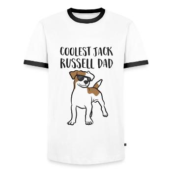 Coolster Jack Russel Papa Jack Russell Hund - Männer Kontrast-T-Shirt - Weiß/Schwarz - Vorne - AI Model Female 172 light (172cm) & AI Model Male 178 dark (178cm)