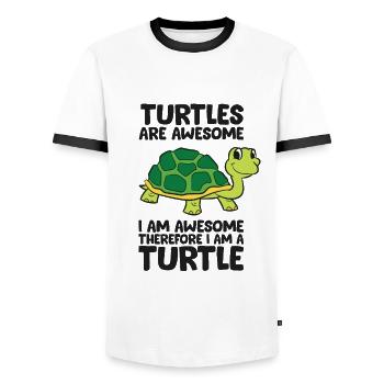Je suis une tortue - T-shirt contrasté Homme - blanc/noir - Devant - AI Model Female 172 light (172cm) & AI Model Male 178 dark (178cm)