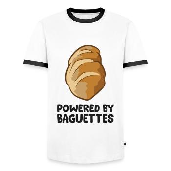 Powered By Baguettes Love Baguettes - Men's Ringer Shirt - white/black - Front - AI Model Female 172 light (172cm) & AI Model Male 178 dark (178cm)