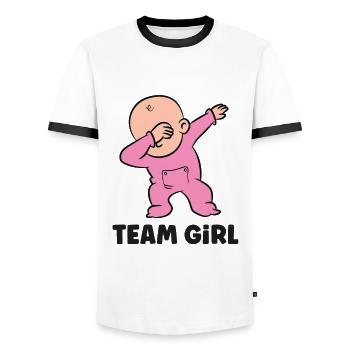 Révélation de genre Team Girl - T-shirt contrasté Homme - blanc/noir - Devant - AI Model Female 172 light (172cm) & AI Model Male 178 dark (178cm)