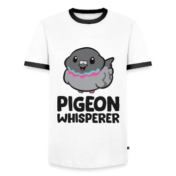 Funny pigeon lovers pigeon whisperers - Men's Ringer Shirt - white/black - Front - AI Model Female 172 light (172cm) & AI Model Male 178 dark (178cm)