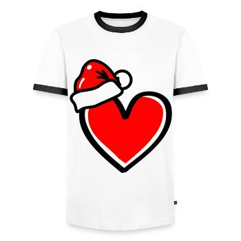 Coeur Noël Noël - T-shirt contrasté Homme - blanc/noir - Devant - AI Model Female 172 light (172cm) & AI Model Male 178 dark (178cm)