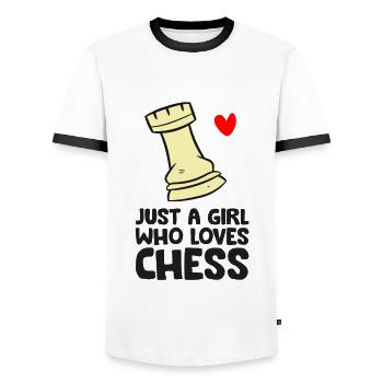 Just a Girl Who Loves Chess - Men's Ringer Shirt - white/black - Front - AI Model Female 172 light (172cm) & AI Model Male 178 dark (178cm)