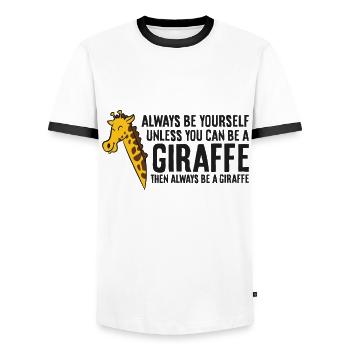 Soyez toujours vous-même, sauf si vous pouvez être une girafe - T-shirt contrasté Homme - blanc/noir - Devant - AI Model Female 172 light (172cm) & AI Model Male 178 dark (178cm)