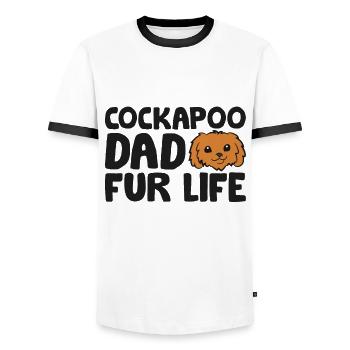 Cockapoo Dad Fur Life Funny Cockapoo Dog - Men's Ringer Shirt - white/black - Front - AI Model Female 172 light (172cm) & AI Model Male 178 dark (178cm)