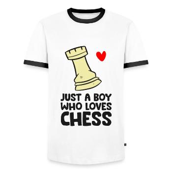 Nur ein Junge, der Schach liebt - Männer Kontrast-T-Shirt - Weiß/Schwarz - Vorne - AI Model Female 172 light (172cm) & AI Model Male 178 dark (178cm)