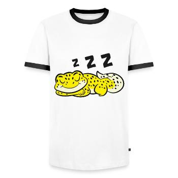 Leopardgecko Pyjama Reptil Eidechse Schlafender - Männer Kontrast-T-Shirt - Weiß/Schwarz - Vorne - AI Model Female 172 light (172cm) & AI Model Male 178 dark (178cm)