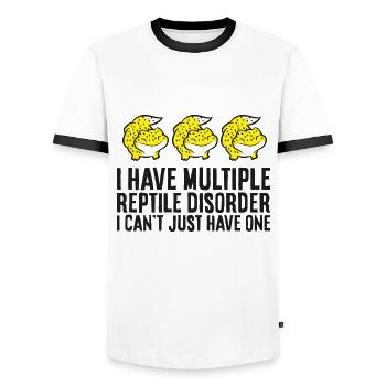 I Have Multiple Reptile Disorder I Can't Just - Men's Ringer Shirt - white/black - Front - AI Model Female 172 light (172cm) & AI Model Male 178 dark (178cm)