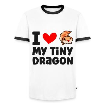 Ich liebe meinen kleinen Drachen Reptil Pogona - Männer Kontrast-T-Shirt - Weiß/Schwarz - Vorne - AI Model Female 172 light (172cm) & AI Model Male 178 dark (178cm)