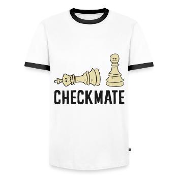 Schach Schachmatt Lustiger Schachspieler - Männer Kontrast-T-Shirt - Weiß/Schwarz - Vorne - AI Model Female 172 light (172cm) & AI Model Male 178 dark (178cm)