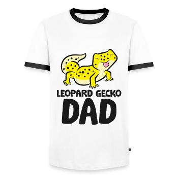 Gecko léopard Papa Lézard Reptile Gecko léopard - T-shirt contrasté Homme - blanc/noir - Devant - AI Model Female 172 light (172cm) & AI Model Male 178 dark (178cm)