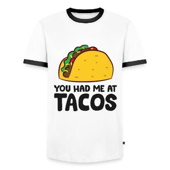 Sie hatten mich bei Tacos Cinco De Mayo Liebe - Männer Kontrast-T-Shirt - Weiß/Schwarz - Vorne - AI Model Female 172 light (172cm) & AI Model Male 178 dark (178cm)
