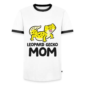 Gecko léopard Mama Lézard Reptile Gecko léopard - T-shirt contrasté Homme - blanc/noir - Devant - AI Model Female 172 light (172cm) & AI Model Male 178 dark (178cm)