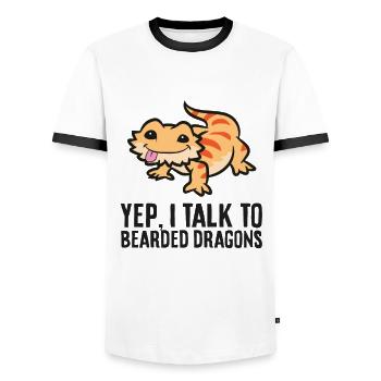 Bearded Dragon Owner Yep I Talk To Bearded Dragons - Men's Ringer Shirt - white/black - Front - AI Model Female 172 light (172cm) & AI Model Male 178 dark (178cm)