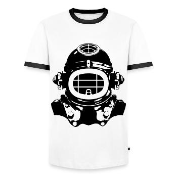 Diving Helmet Diving Apnea Vintage - Men's Ringer Shirt - white/black - Front - AI Model Female 172 light (172cm) & AI Model Male 178 dark (178cm)