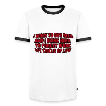Drink Beer forget work - Männer Kontrast-T-Shirt - Weiß/Schwarz - Vorne - AI Model Female 172 light (172cm) & AI Model Male 178 dark (178cm)