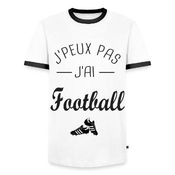 J'peux pas j ai Football joueur footballeur foot - T-shirt contrasté Homme - blanc/noir - Devant - AI Model Female 172 light (172cm) & AI Model Male 178 dark (178cm)