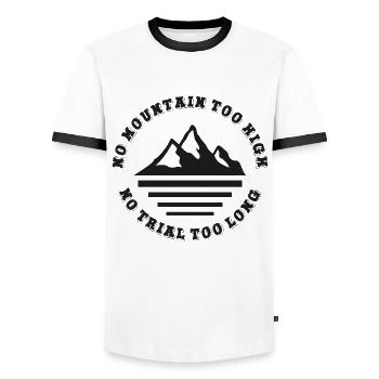 Kein Berg zu hoch, kein Weg zu lang - Männer Kontrast-T-Shirt - Weiß/Schwarz - Vorne - AI Model Female 172 light (172cm) & AI Model Male 178 dark (178cm)