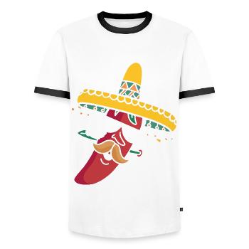 Paprika Chili scharf - Männer Kontrast-T-Shirt - Weiß/Schwarz - Vorne - AI Model Female 172 light (172cm) & AI Model Male 178 dark (178cm)