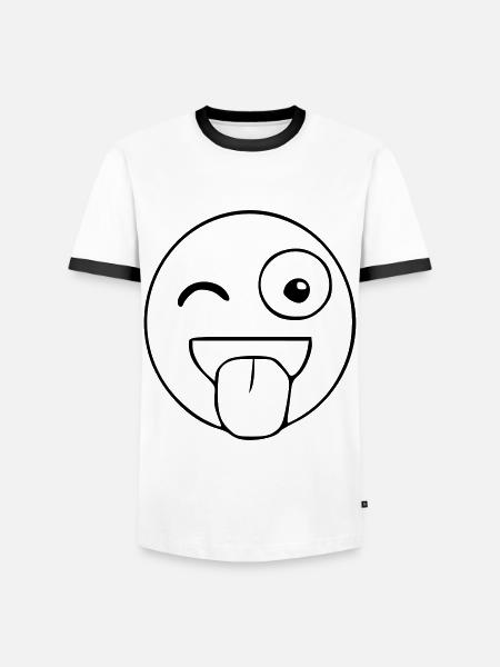 Emoji fræk skitse sort - Herre kontrast-T-shirt - hvid/sort