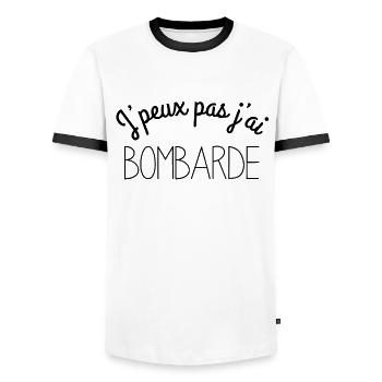 Bretagne - J'peux pas j'ai bombarde - T-shirt contrasté Homme - blanc/noir - Devant - AI Model Female 172 light (172cm) & AI Model Male 178 dark (178cm)