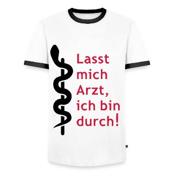 Lasst mich Arzt, ich bin durch! - Männer Kontrast-T-Shirt - Weiß/Schwarz - Vorne - AI Model Female 172 light (172cm) & AI Model Male 178 dark (178cm)