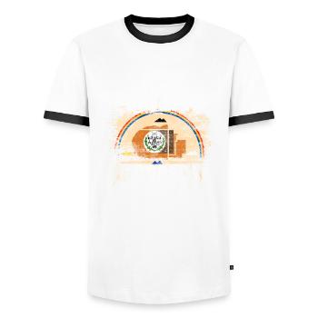 Navajo Strong Distressed Graffiti Flag - Men's Ringer Shirt - white/black - Front - AI Model Female 172 light (172cm) & AI Model Male 178 dark (178cm)