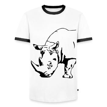 Black Rhino - Männer Kontrast-T-Shirt - Weiß/Schwarz - Vorne - AI Model Female 172 light (172cm) & AI Model Male 178 dark (178cm)