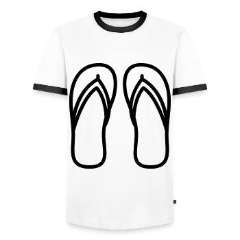 Flip-flops icon - Men's Ringer Shirt - white/black - Front - AI Model Female 172 light (172cm) & AI Model Male 178 dark (178cm)
