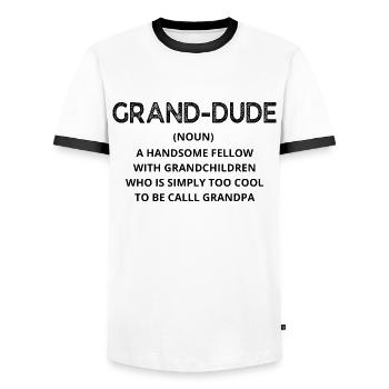 GRAND-DUDE - T-shirt contrasté Homme - blanc/noir - Devant - AI Model Female 172 light (172cm) & AI Model Male 178 dark (178cm)