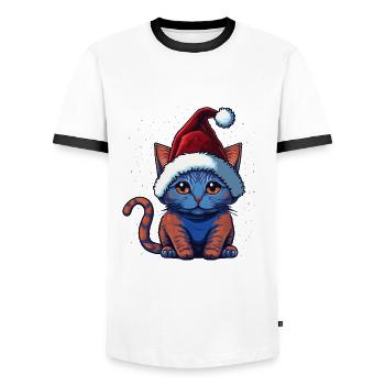 Süßes Winterkätzchen digitales Kunstwerk, ein großartiges - Männer Kontrast-T-Shirt - Weiß/Schwarz - Vorne - AI Model Female 172 light (172cm) & AI Model Male 178 dark (178cm)