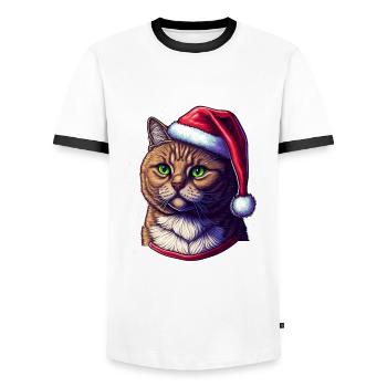 Perfekte digitale Winterkatzenillustration, eine großartige - Männer Kontrast-T-Shirt - Weiß/Schwarz - Vorne - AI Model Female 172 light (172cm) & AI Model Male 178 dark (178cm)