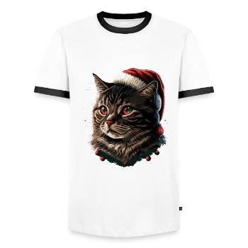Perfektes digitales Kunstwerk für Winterkätzchen, das - Männer Kontrast-T-Shirt - Weiß/Schwarz - Vorne - AI Model Female 172 light (172cm) & AI Model Male 178 dark (178cm)
