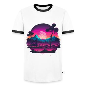 Vaporwave Artwork - Men's Ringer Shirt - white/black - Front - AI Model Female 172 light (172cm) & AI Model Male 178 dark (178cm)
