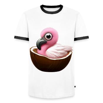 Flamant rose de noix de - T-shirt contrasté Homme - blanc/noir - Devant - AI Model Female 172 light (172cm) & AI Model Male 178 dark (178cm)